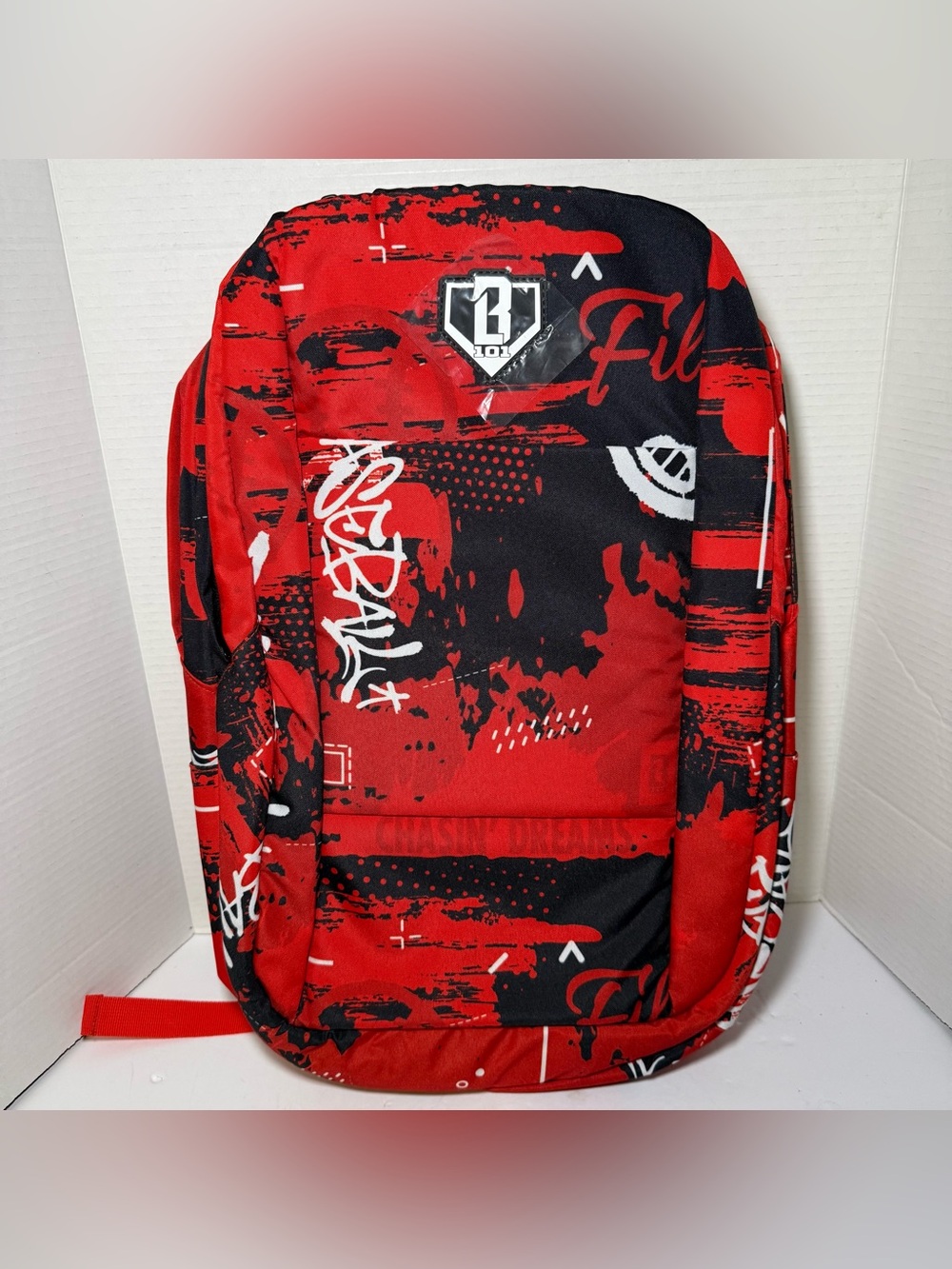 Baseball Lifestyle 101 Graffiti Red School Backpack New